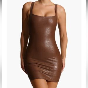 Croc Embossed Faux Leather Body-Con Minidress
Naked Wardrobe